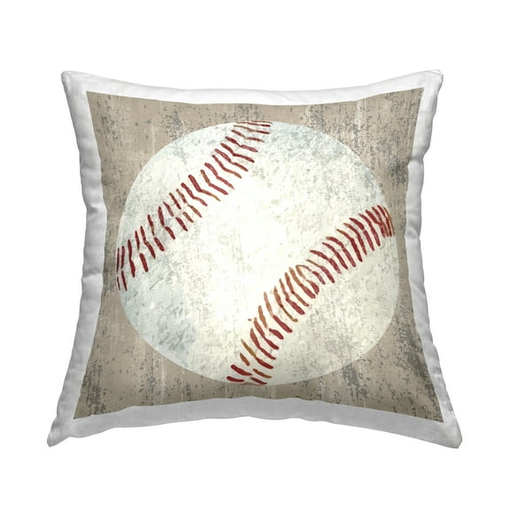 Stupell Industries Rustic Natural Baseball Decorative Printed Throw Pillow, 18 x 18