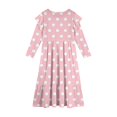 thumbnail image 4 of Abcomgle Girls Dresses Size 10-12 Casual A-Line Ruffle Long Sleeve Girls Long Dresses Polka Dot Crew Neck Sundresses Tiered Dresses with Pockets,Pink, 4 of 5