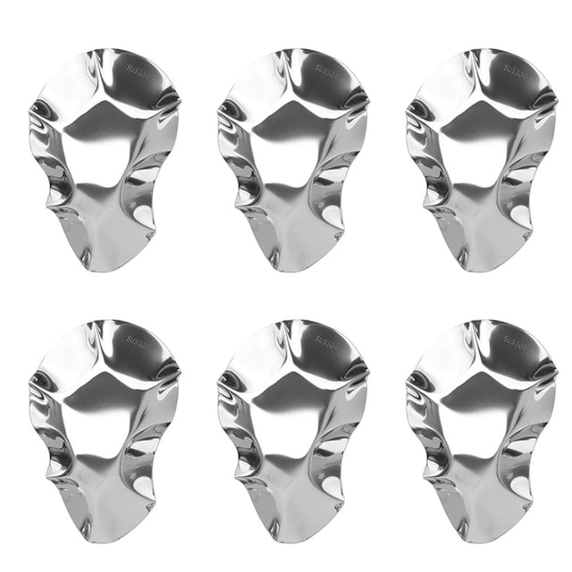 Juego de 6 platos para ostras, salsas y cuencos para mojar de acero inoxidable (plateados)