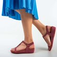 thumbnail image 2 of XYD Women Round Open Toe T-Strap Platform Wedge Low Heel Sandals Ankle Strap Buckled Dress Casual Shoes Size 14.5 Wine Red, 2 of 4