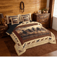 thumbnail image 4 of Manfei Cute Animal Horse 7pcs Bedding Comforter Set Galloping Horse Kawaii Farm Cowboy Queen Bedding Sets,Brown Reversible, 4 of 8