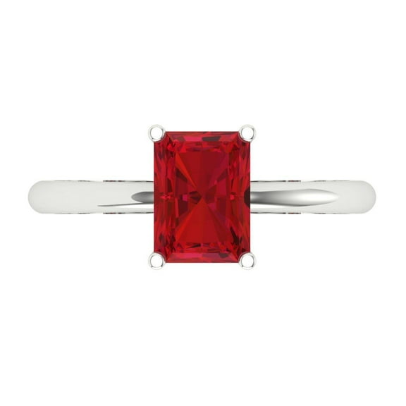 Solitaire Engagement Ring for Women - 1.75ct Simulated Pink Tourmaline in 18K White Gold Promise Ring