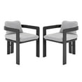 thumbnail image 3 of Christopher Knight Home Outdoor Aluminum Armchair with Black Matte Frame, Gray Cushions, Set of 2, 3 of 10
