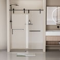 thumbnail image 5 of BARONAGE 56-60 W x 76 H Frameless Single Sliding  Shower Door , 5/16" (8mm) Clear Tempered Glass Shower Door Explosion-Proof Film, Stainless Steel Hardware, Matte Black, 5 of 7