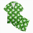 thumbnail image 5 of TOWED22 Halloween Pajamas Girl Silk Pajamas Button Up Shirt and Shorts Satin Pajama Set 2 Piece Loungewear Sleepwear Outfit Sets for 2-13 Years(Green,4-5 Y), 5 of 5