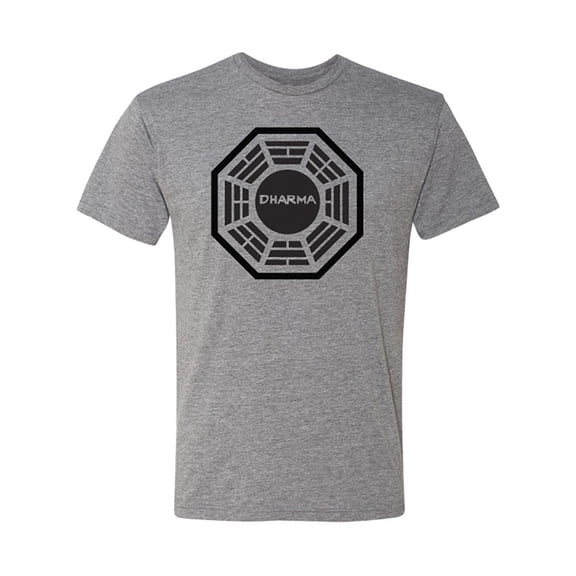 Jakprints Inc. Lost Dharma Initiative Logo Adult Grey T-Shirt | Small Unisex