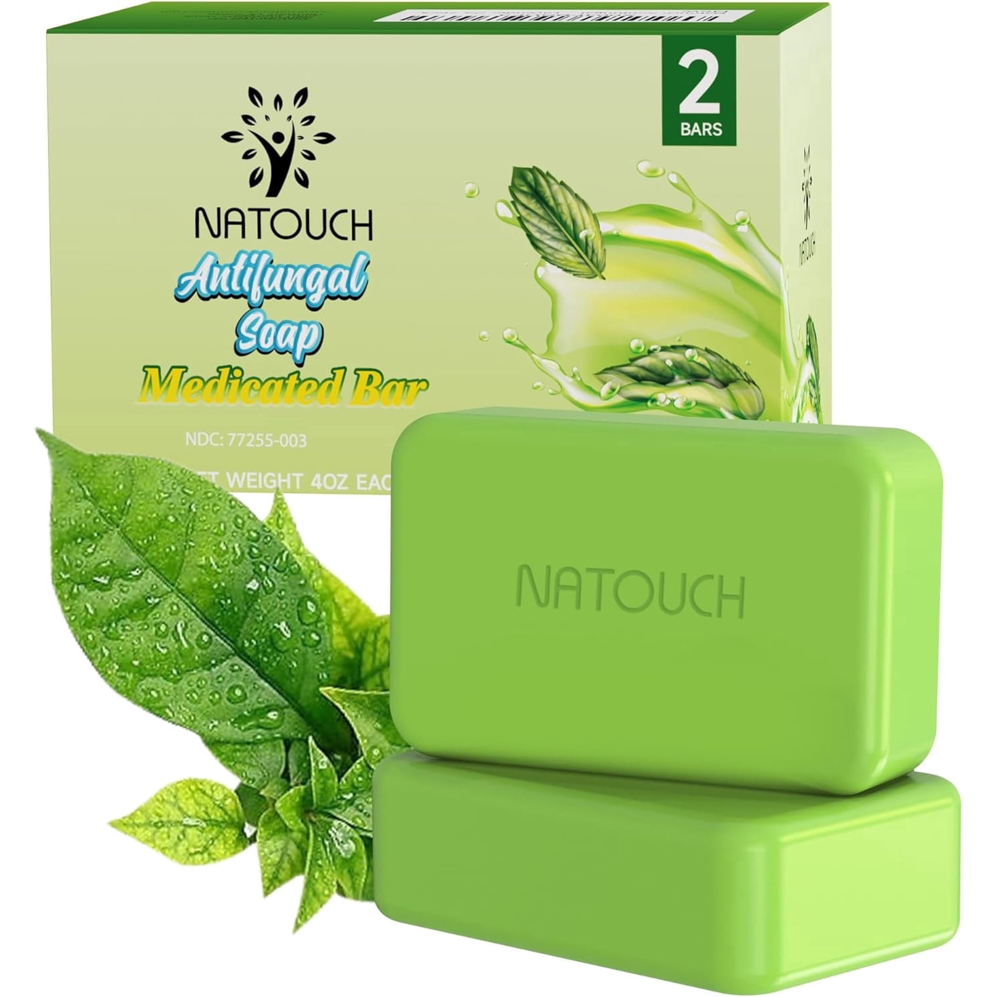 Antifungal Medicated Soap Bar 2PCS, Athletes Foot Jock Itch Ringworm Yeast Infection Treatment for Men Women with Natural Tea Tree Oil, Eucalyptus Oil and Lavender Oil