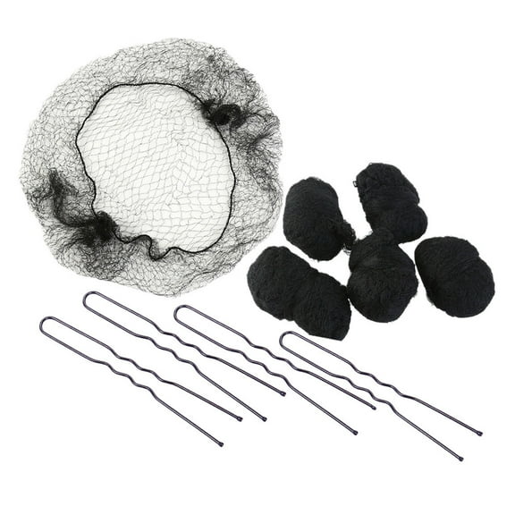 LULULION 50Set Ballet Hair Bun Cover Black Mesh Invisible Elastic for Women