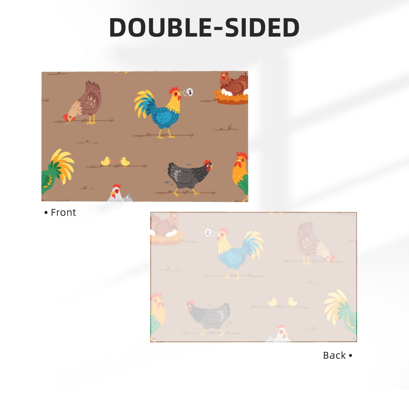 Chicken Cartoon Chick Hen Music Four Hole Decorated Banner Flag for Garden Yard Home Decoration Indoor Outdoor 4x6 Ft