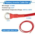 thumbnail image 3 of 1 Pc Cable Inversor de Batería 10 AWG Gauge 6FT 5/16" Lug Cable de Batería Universal para Automóvil Vehículo Barco RV Solar Cobre Estañado Rojo, 3 of 7