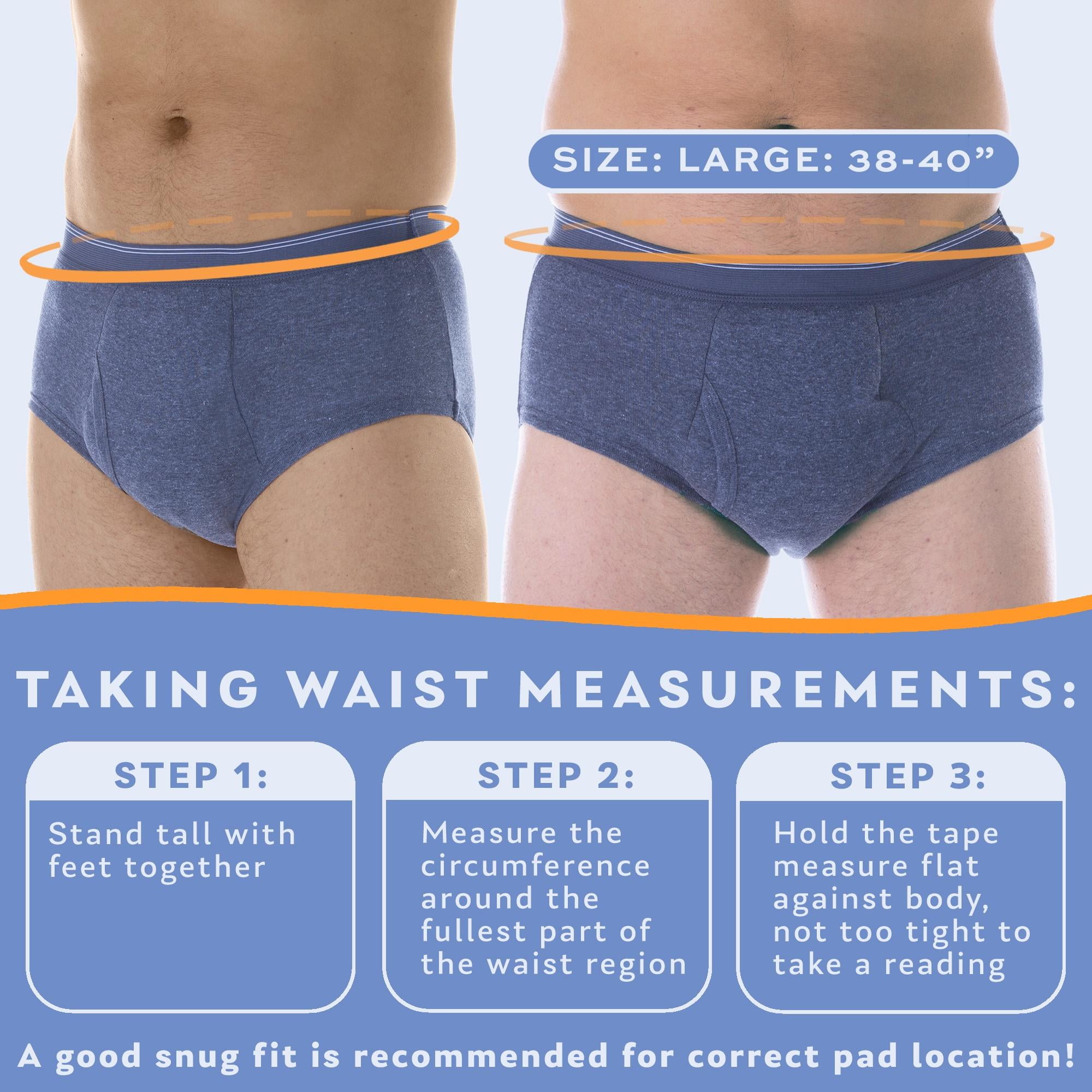  Wearever Men's Incontinence H-Fly Boxer Brief for Bladder  Control with Maximum Absorbency - Reusable & Washable Leak Proof Underwear  for Men (Single Pair) (Navy) (Large) (Waist 38-40) : Health & Household