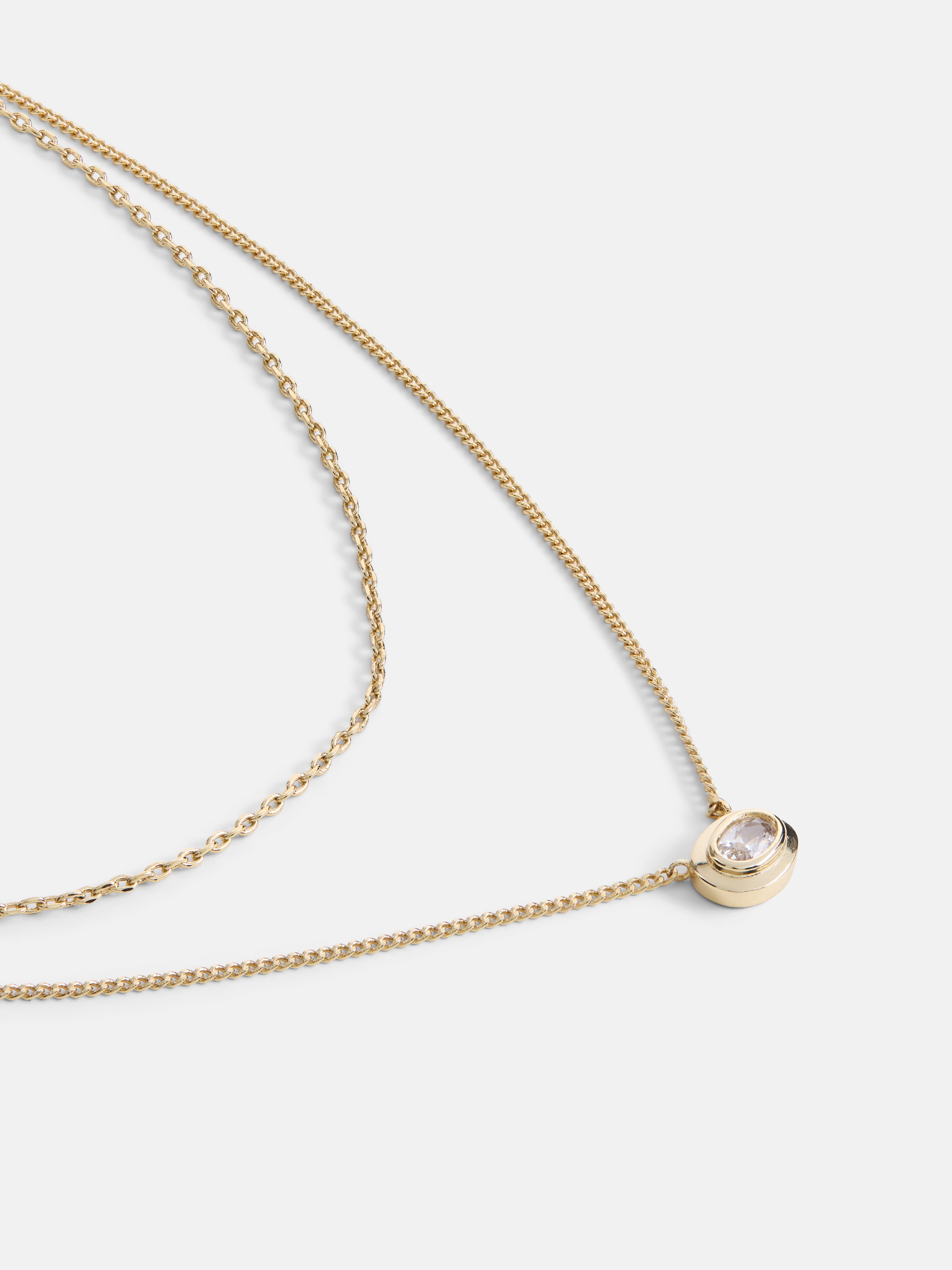 Free Assembly Women's Demi Fine 14K Gold Plated Cubic Zirconia Layered Necklace Set, 15" + 2" Extender; 16" + 2" Extender, 2-Piece