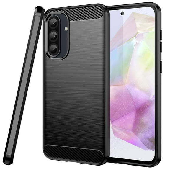 CoverON For Samsung Galaxy A36 5G Phone Case, Slim Lightweight TPU Minimal Cover Carbon Fiber, Black
