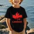 thumbnail image 2 of Tfken Toddler Boy Canada Day Crew Neck Short Sleeve Tops Flag Print Breathable Soft Tee Black Size 3-4 Years, 2 of 4