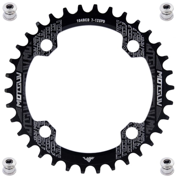 YBEKI 30T 32T 34T 36T 38T 40T 42T 44T 46T 48T 50T 52T chainring 104BcD Round Oval Narrow Wide Single Bike chainring for 8 9 10 11 Speed Mountain Bike Road Bike MTB BMX (Black Round, 42T)