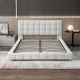 thumbnail image 4 of Claire Upholstered Mid-Century Fabric Queen Platform Bed in Ivory, 4 of 5