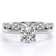 thumbnail image 1 of JeenMata Anillo Nupcial con Filigrana Decorativa Milgrain de 1,75 Quilates con Engaste en Punta Ovalada en Baño de Oro Blanco de 18 K sobre Plata (Personaliza la Banda de Tu Anillo de Bodas), 1 of 6