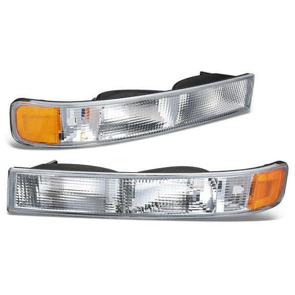DNA Motoring FOR 03-24 Chevy Express GMC Savana Bumper Parking Turn Signal Light Pair Chrome/Amber