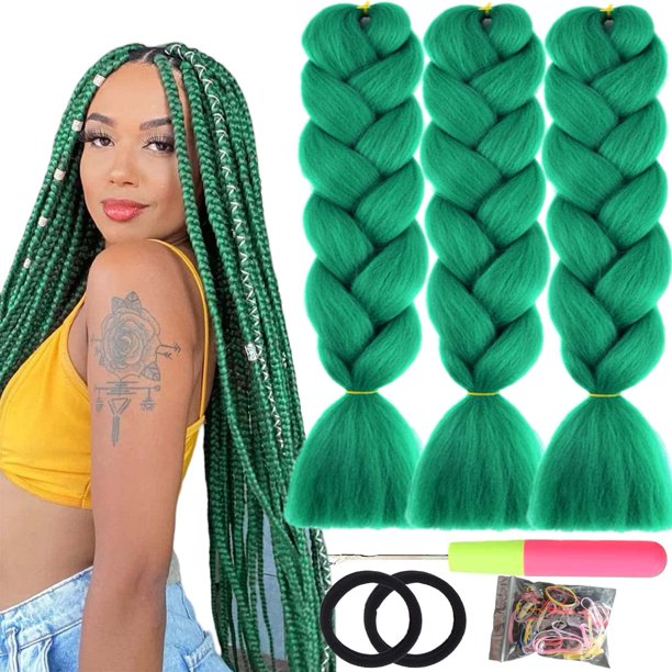LILYKA SHOW 3 paquetes de extensiones de cabello trenzado de 24 pulgadas para mujeres Kanekalon cabello trenzado Ombre Jumbo trenzado extensiones de cabello sintético de alta temperatura para trenzas