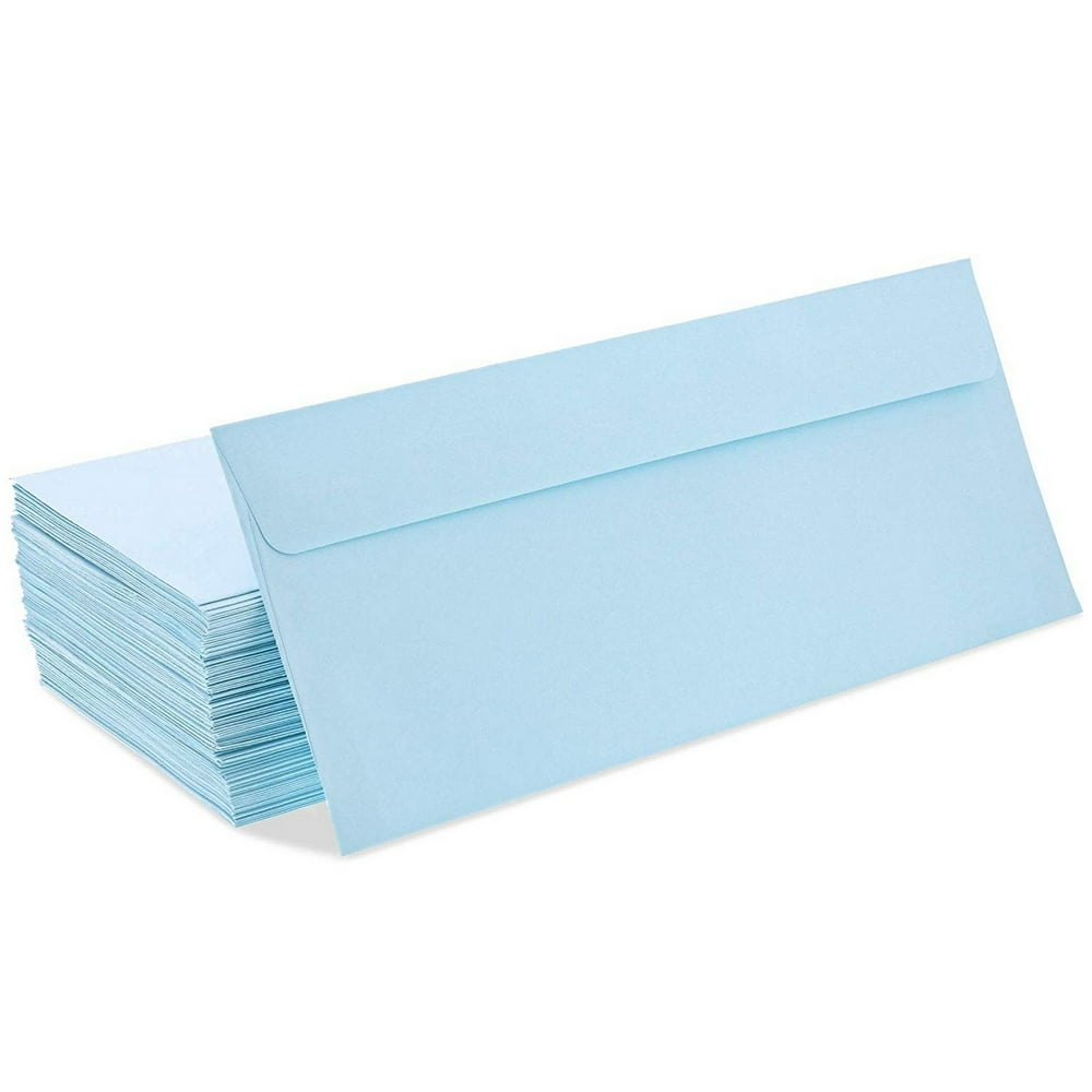 100 Pack 10 Light Blue Square Flap Business Envelopes 4 1/8 X 9 1/2