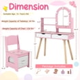 thumbnail image 3 of Costway Coiffeuse pour Enfants avec 3 Modes d'Éclairage, Luminosité Réglable, Armoire Miroir Rose, 3 of 10
