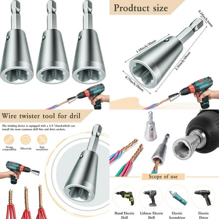 

Efficient and Powerful New 2024 Wire Twister Tool for Easy Power Drill Operations - Set of 3 with Wire Nut Twister and Stripper - Effortlessly Connect and Twist Wires with Ease