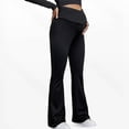 thumbnail image 6 of KANG Fashion Women's High-Waisted Maternity Yoga Pants Crossed Support Belly Band Flattering Flared Leg Design Soft Stretchy Comfortable Prenatal Workout Leggings Black S, 6 of 6