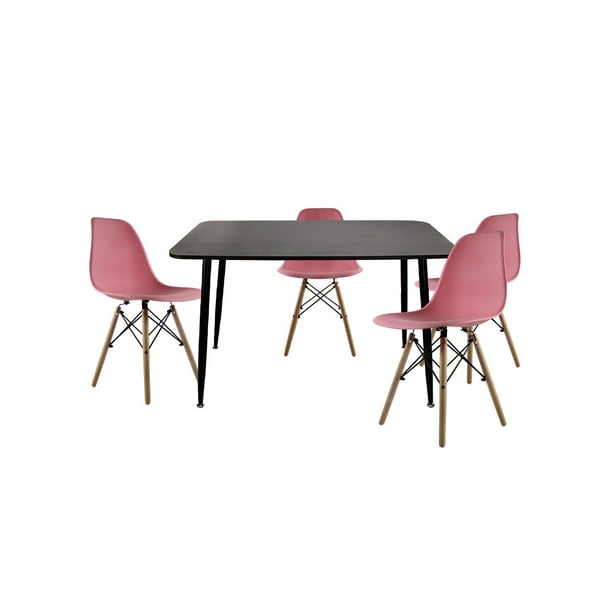 Comedor Rectangular Muercia 120x70 con Sillas Rosa para 4 personas