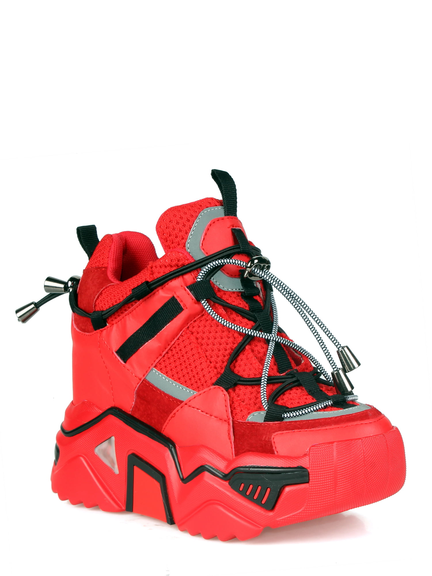 Platform Wedge Sneakers in Red 