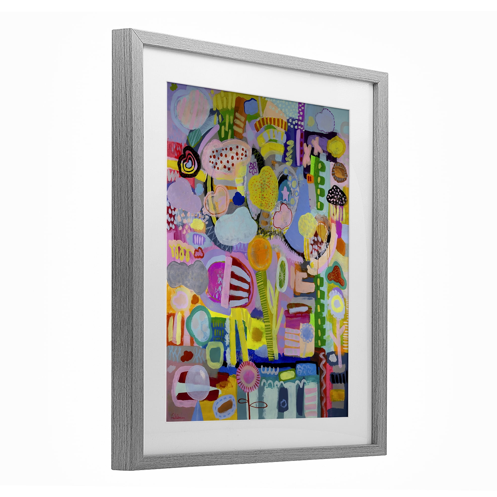 Stupell Industries Big Happy Whimsical Collage Gray Framed Print Under Glass, design by Mary Robertson