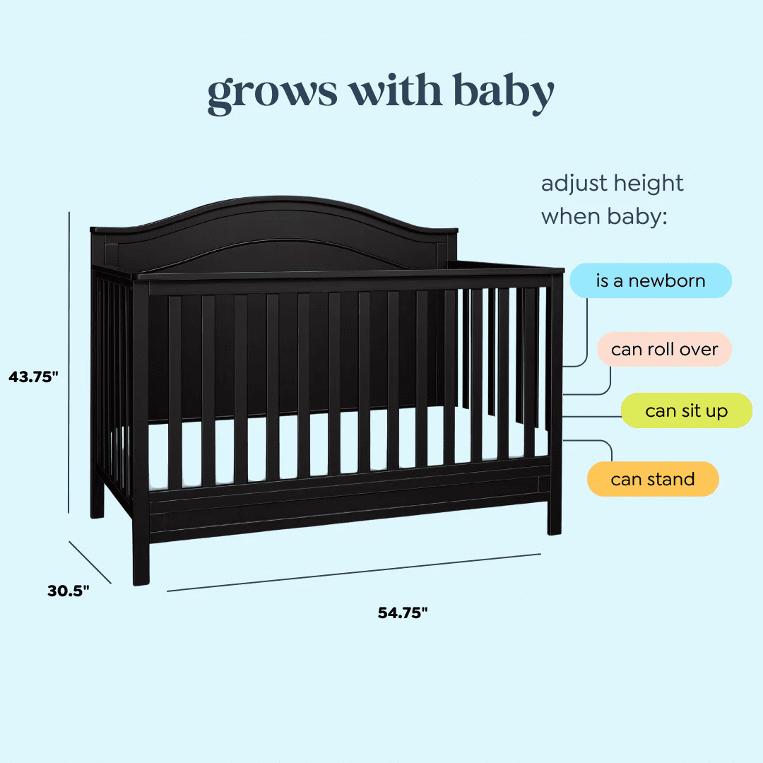 DaVinci Charlie 4-in-1 Convertible Crib, Greenguard Gold Certified, Ebony