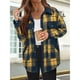 thumbnail image 2 of Chaqueta de Franela A Cuadros con Botones, Estilo Casual, Larga, con Bolsillos, Ideal para Otoño. Amarillo Oscuro L, 2 of 3