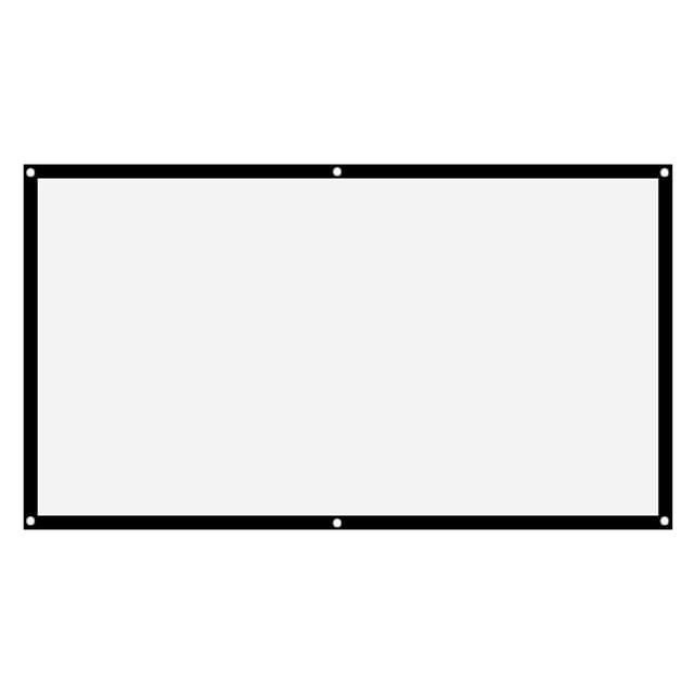 16:9 White Projection Screens Portable Foldable Movie Screens Non Crease Polyester Fabric with Hanging Holes and Rope for Outdoor Camping