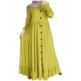 thumbnail image 1 of Nouvelle Robe Maxi Rétro Décontractée en Coton Lin Musulman, Col Rond Surdimensionné, Ourlet à Volants, pour Grandes Tailles, 1 of 6