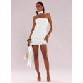 thumbnail image 7 of Women's Solid Color Ruffled Hem Bandeau Dress, Dresses For Women, White, 7 of 7