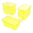 thumbnail image 1 of Storex Petite Boîte de Rangement avec Couvercle, Jaune Teinté, Lot de 5, 1 of 1