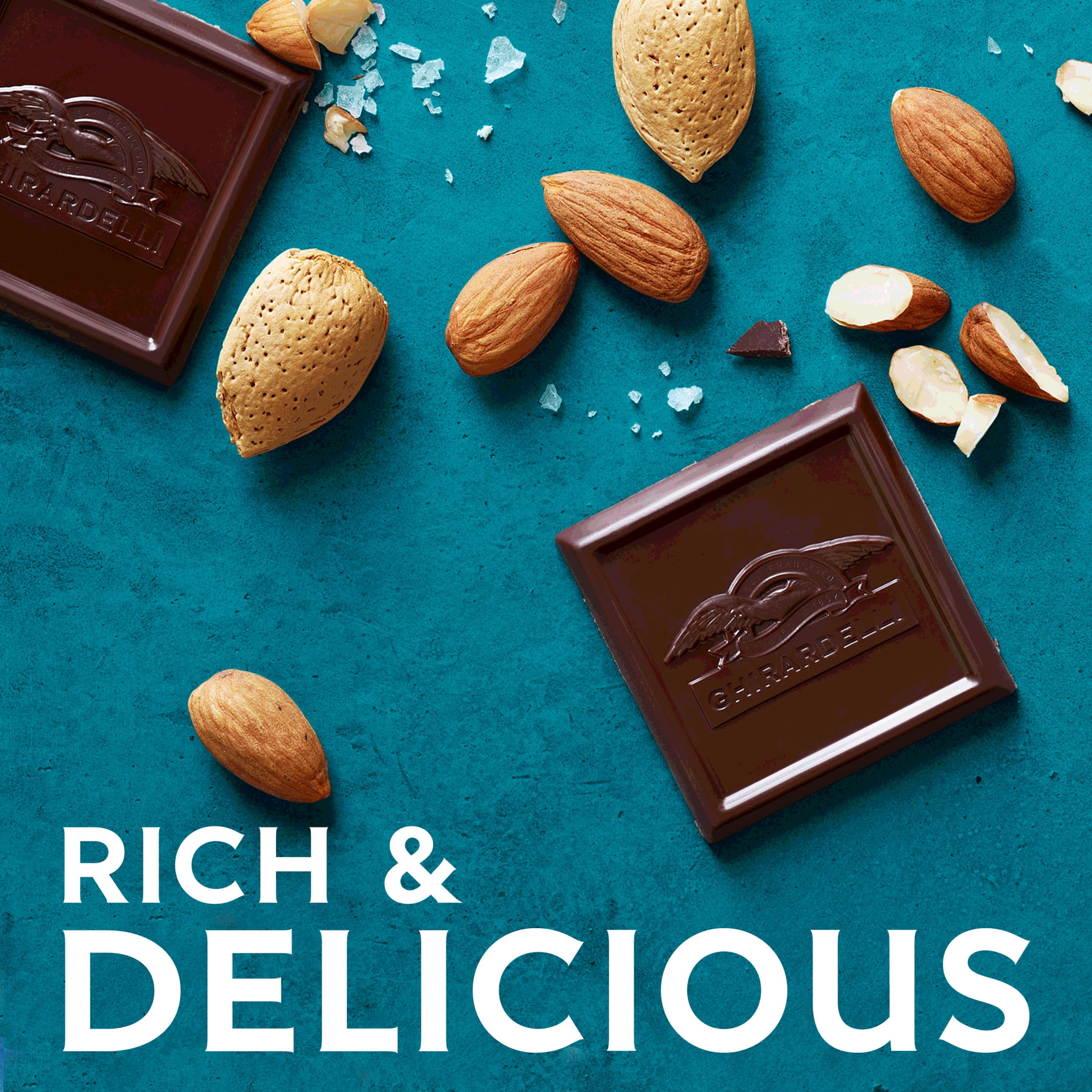GHIRARDELLI PREMIUM DARK Sea Salt Almond Dark Chocolate Candy Bar, 3.5 oz Bar