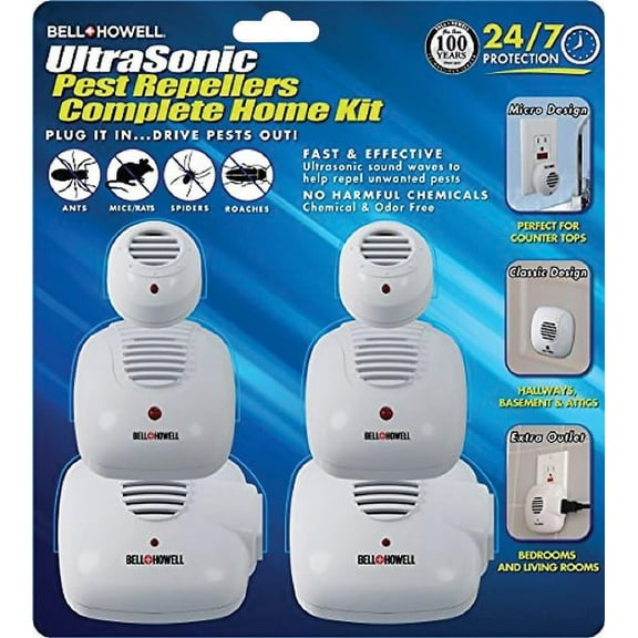 Bell   Howell Ultrasonic Pest Repeller Home Kit (Pack of 6), White
