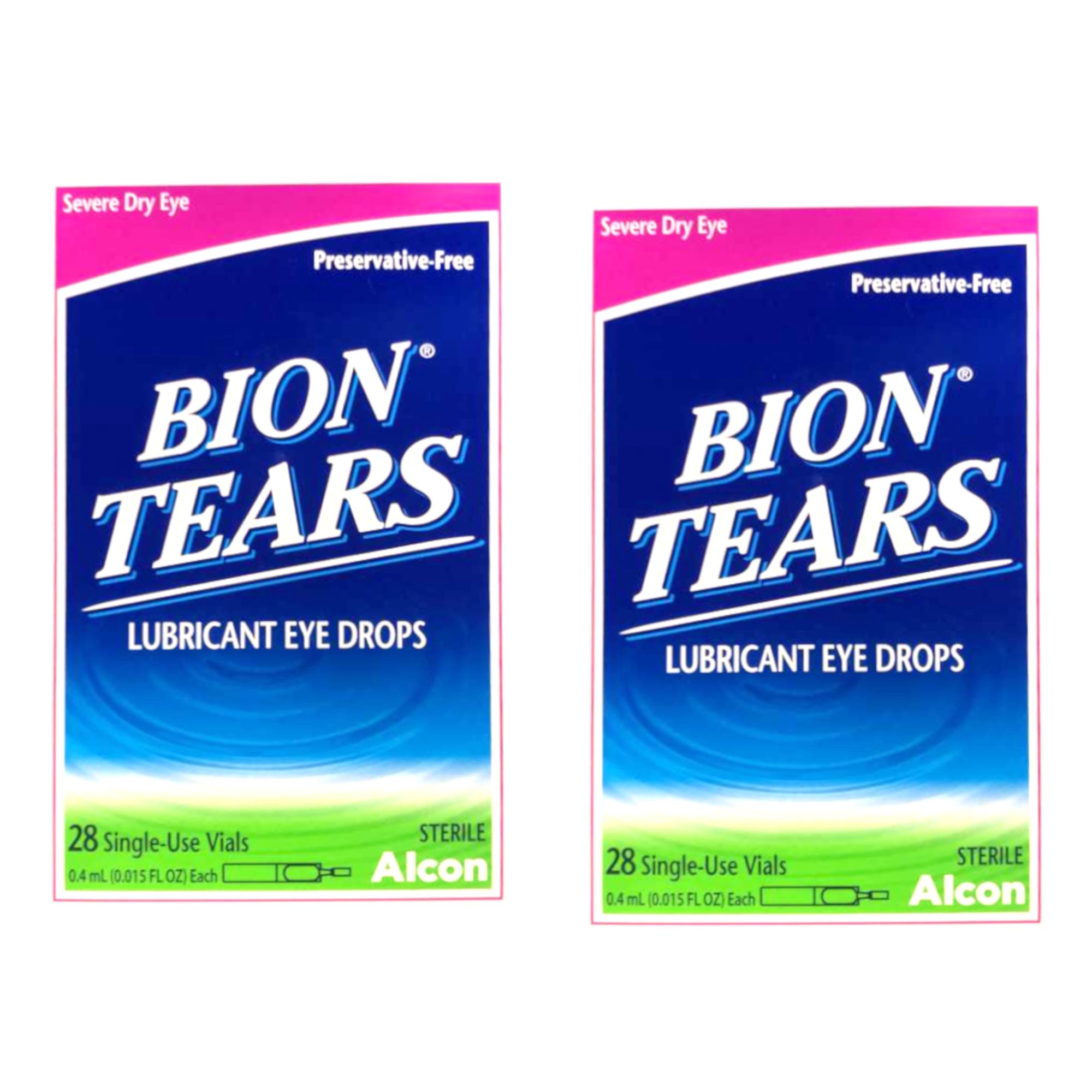 Bion Tears Lubricant Drops Dry Eye, No Preservative Sterile, 28 ct, 2-Pack