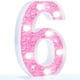 thumbnail image 1 of Pooqla Marquee, luz nocturna LED con purpurina, número 6, color rosa, 1 of 6