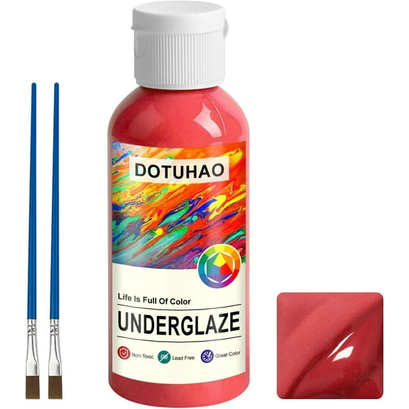 Ceramic Underglaze Paint Rock paints, art supplies, brushes and Pigments Non-Toxic Paint Ceramic Underglaze Paint Metal Acrylic paints Artist (Red,60ml)