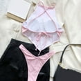 thumbnail image 4 of MIXUE Swim Suits for Women Solid Color And Chest Covering Bikini Sets for Women Split Swimwears Holiday Wear,Pink,L, 4 of 5
