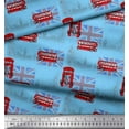 thumbnail image 2 of Soimoi Blue Cotton Cambric Fabric London Theme Architectural Print Sewing Fabric Yard 56 Inch Wide, 2 of 3