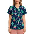 thumbnail image 6 of Kixjoy Plus Size Scrubs for Women Short Sleeve V Neck Animal Printed Nurse Scrubs Stretch Casual Lightweight Tops Medical Womens Uniform Tops with Pockets, Dark Green L, 6 of 6
