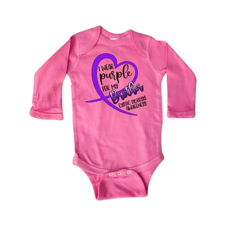 

Inktastic I Wear Purple for my Brother- Cystic Fibrosis Awareness Gift Baby Boy or Baby Girl Long Sleeve Bodysuit
