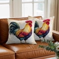 thumbnail image 3 of Rooster Throw Pillow Cover Retro Chicken Farm Animal Rustic Country Cotton Linen Cushion Cover Throw Pillow Case with Invisible Zipper for Couch Sofa Bed Chair Car 26x26 Inch, 3 of 9