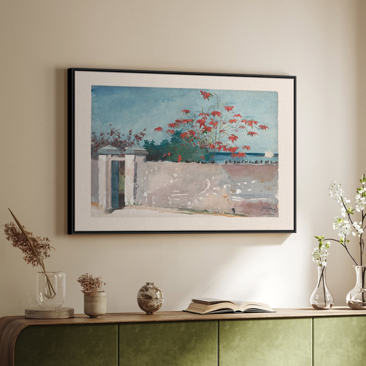 Vintage Botanical Print-LXX By Wexford Home Framed in Black Wood Gallery Wrapped Canvas 27 in. x 41 in.