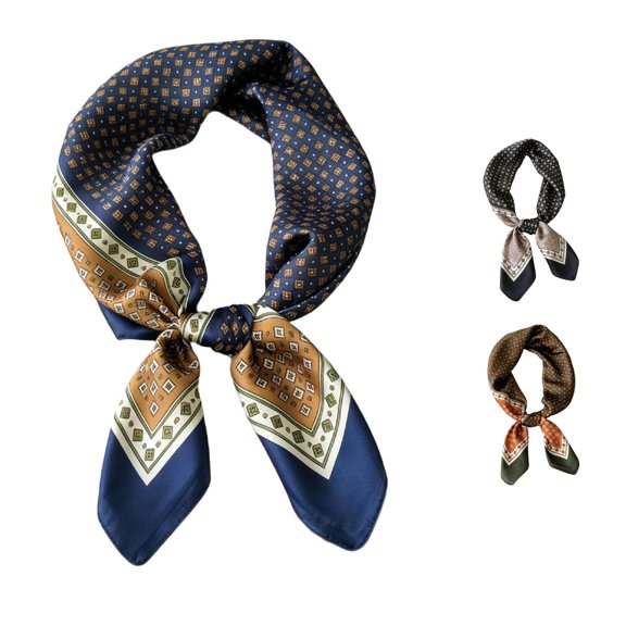 UJNDER Women's Color Block Silk-like Square Scarf Lightweight Neck Scarf with Polished Edges for Adult Autumn Styling Scarf,Blue_008,One Size