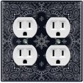 thumbnail image 1 of Metal Light Switch Plate Cover Black Floral Bandana Paisley Tile Pattern TIL060, 1 of 13