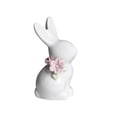 thumbnail image 2 of QuanTara White Ceramic Easter Bunny Figurine, 4.06x2.32x1.77" Minimalist Sculpted Bunny with Floral Accents, Holiday & Everyday Home Decor, Tabletop Shelf Decoration, 2 of 6